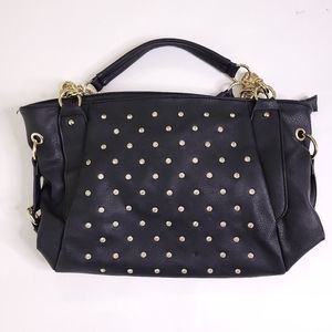 Charming Charlie Gwen Rhinestone Studded Shoulder Bag Black Gold